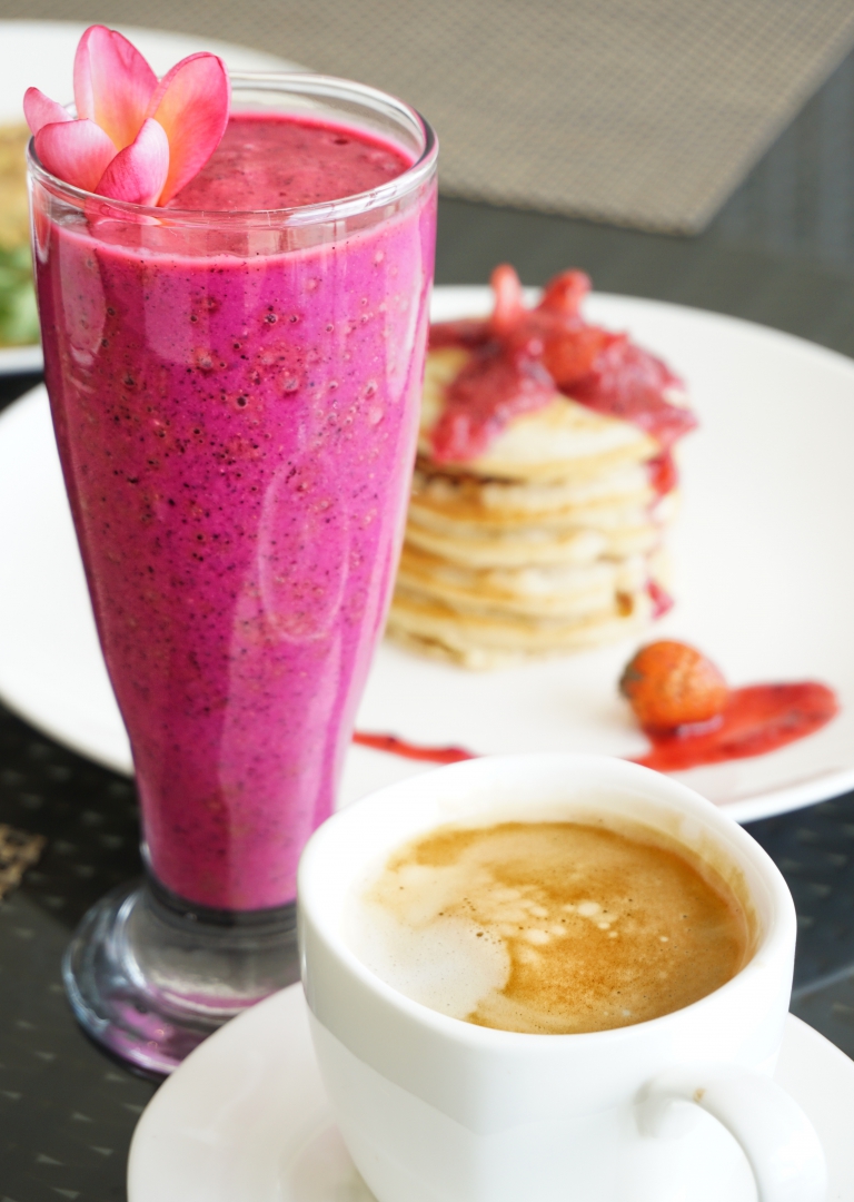 Coffee, juice and pancakes, best Are Guling breakfast