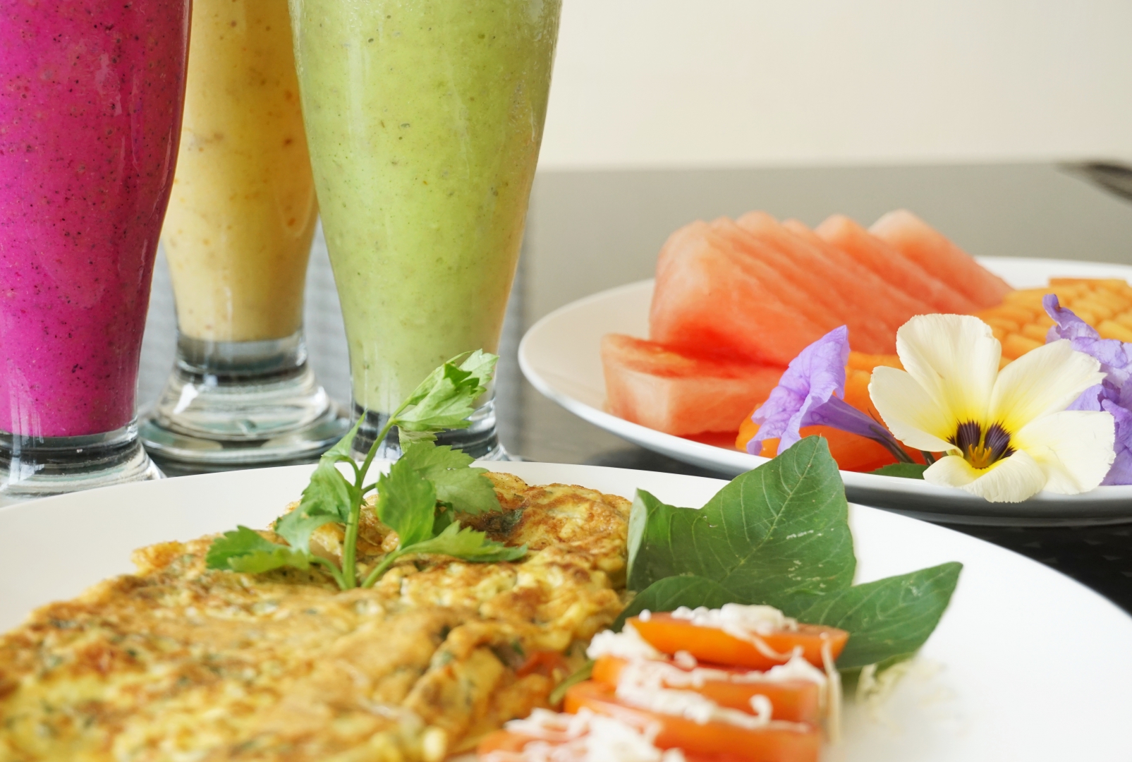 All elements of a perfect breakfast at Villa Atas Pelangi