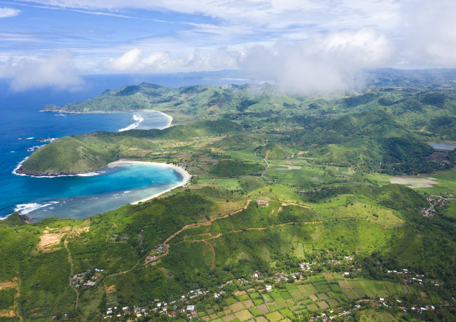 South Lombok coastline as seen from the sky