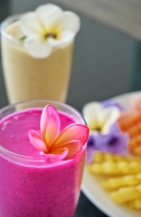 Fruit juice and platter in Are Guling, Lombok